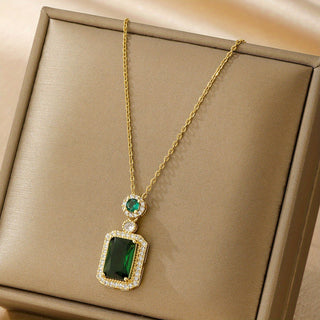 Amara | Men’s Stainless Steel Emerald Zircon Necklace