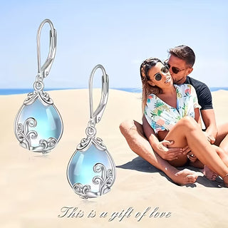 Luna | Elegant Celtic Moonstone Teardrop Earrings – S925 Silver