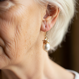 Juliette | Vintage Pearl Golden Threads Earrings