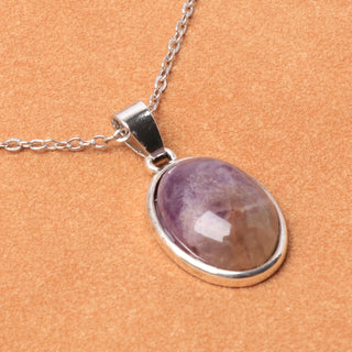 Lillian | Natural Amethyst Oval Pendant Necklace
