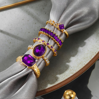 Alice | 5pcs Faux Amethyst Rhinestone Ring