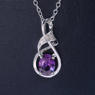 Natalie | Delicate Silver Oval Amethyst Necklace