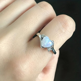 Riley | Moonstone Heart Rhinestone Ring Gift