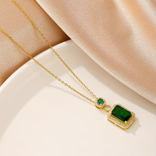 Amara | Men’s Stainless Steel Emerald Zircon Necklace