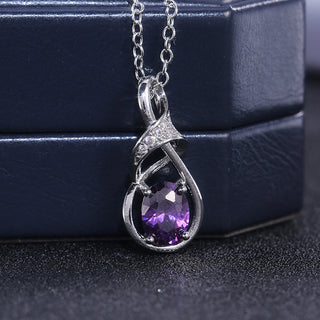 Natalie | Delicate Silver Oval Amethyst Necklace