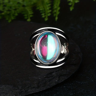 Violet | Chunky Silver Moonstone Ring Men Women