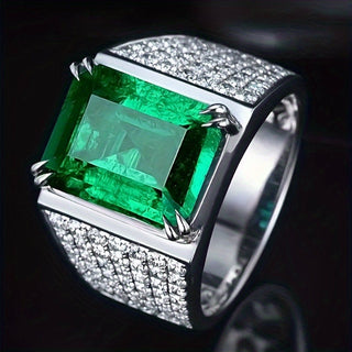 Eliza | Men’s Natural Emerald Green Zircon Ring