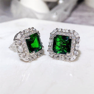 Julia | 925 Silver Emerald Zircon Stud Earrings