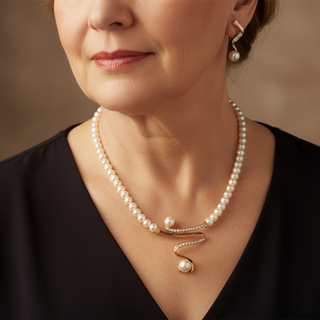 Skylar | Natural Pearl Necklace + Earrings Set