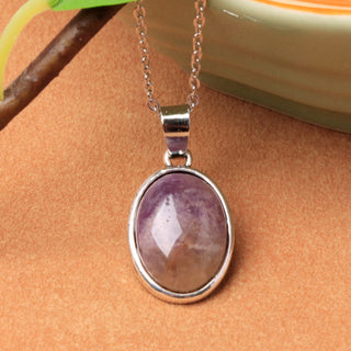 Lillian | Natural Amethyst Oval Pendant Necklace