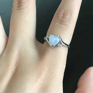 Riley | Moonstone Heart Rhinestone Ring Gift