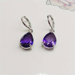 Leah | 2pcs Men's Amethyst & Drop Earrings Noble Earrings