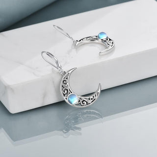 Isla | Silvery Moonstone Moon Pendant Earrings S925