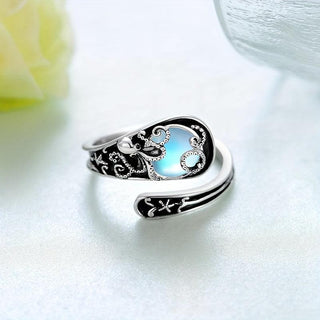 Emilia | Octopus Ring Moonstone S925 Silvery Retro Adjustable