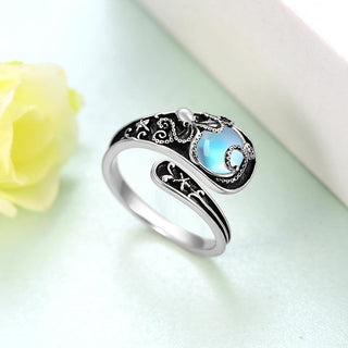 Emilia | Octopus Ring Moonstone S925 Silvery Retro Adjustable
