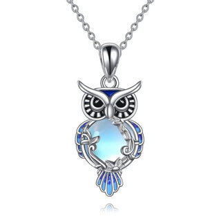 Hazel | Moonstone Owl Necklace Filigree Pendant