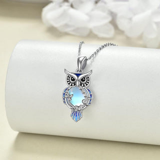 Hazel | Moonstone Owl Necklace Filigree Pendant