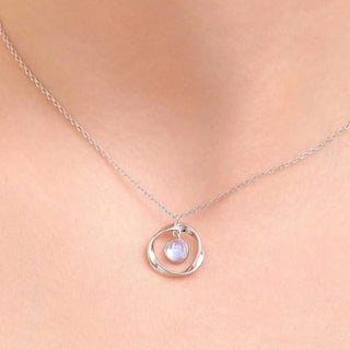 Mila | Minimalist Geometric Circle Pendant Necklace with Moonstone