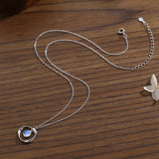 Mila | Minimalist Geometric Circle Pendant Necklace with Moonstone