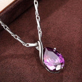 Victoria | Teardrop Amethyst Pendant Necklace Bridal Jewelry