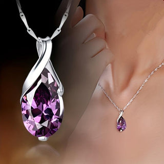 Victoria | Teardrop Amethyst Pendant Necklace Bridal Jewelry