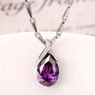 Victoria | Teardrop Amethyst Pendant Necklace Bridal Jewelry