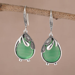 Allison | Vintage Emerald Teardrop Earrings