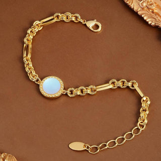 Lucy | Moonstone Bracelet with Gemstone Charm and Copper Chain