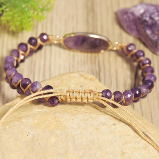 Hannah | Amethyst Bohemian Bracelet with Golden Accents