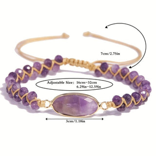 Hannah | Amethyst Bohemian Bracelet with Golden Accents