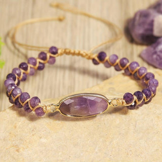 Hannah | Amethyst Bohemian Bracelet with Golden Accents