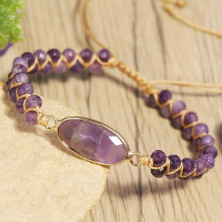 Hannah | Amethyst Bohemian Bracelet with Golden Accents