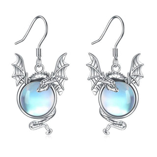 Ella | 925 Sterling Silver Dragon Moonstone Earrings
