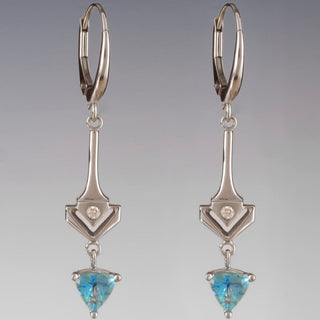 Vintage Blue Zirconia Arrow Earrings