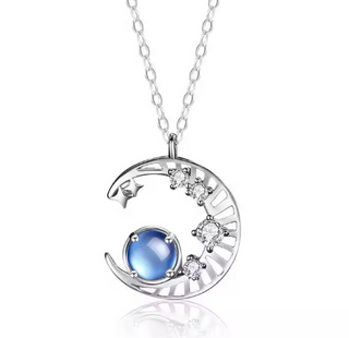 Ava | Moonstone Necklace – Moon Pendant