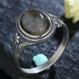 Elena | Natural Tiger’s Eye Silver Flower Ring