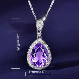 Naomi | Silver Pendant Necklace with Purple Waterdrop