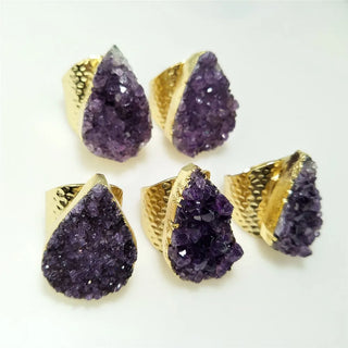 Madelyn | Natural Teardrop Amethyst Cluster Ring