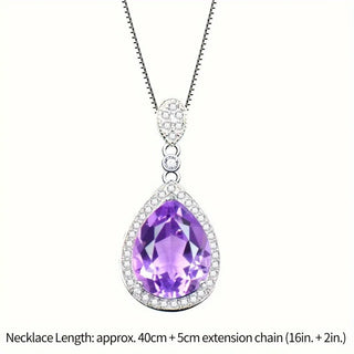 Naomi | Silver Pendant Necklace with Purple Waterdrop