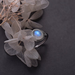 Aurora | Geometric Moonstone Silver Ring
