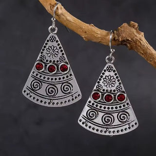 Vintage Ethnic Style Red Stone Earrings
