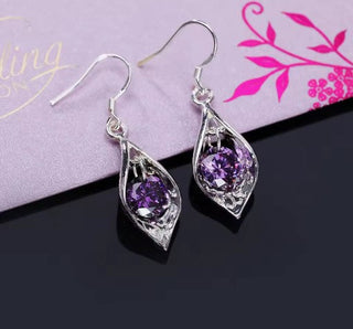 Purple Crystal Dangle Earrings