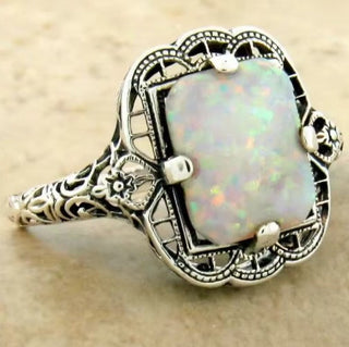 Vintage Square Hollow Geometry Silver Ring