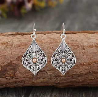 Vintage Carving Hollow Spiral Pattern Dangle Earrings