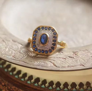 Classic Blue Crystal Adjustable Ring