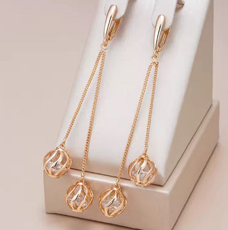 Vintage Tassel Dangle Rose Gold Earrings