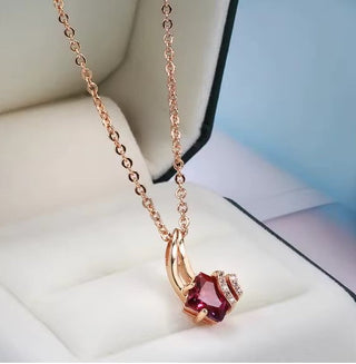 Square Red Natural Zircon Crystal Necklace