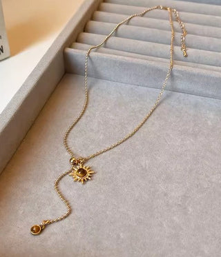 Vintage Sunflower Chain Light Necklace