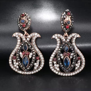 Vintage Blue Crystal Drop Earrings