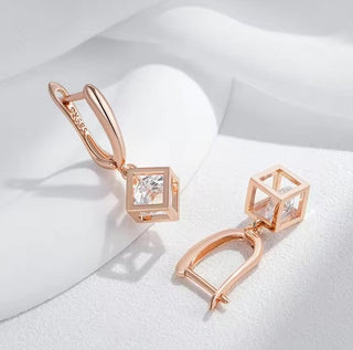 Fine Hollow Square Dangle Earrings